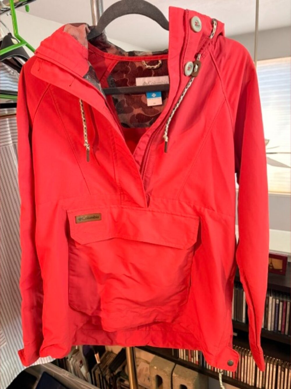 Columbia Hooded Pullover Jacket - Orange - Size M